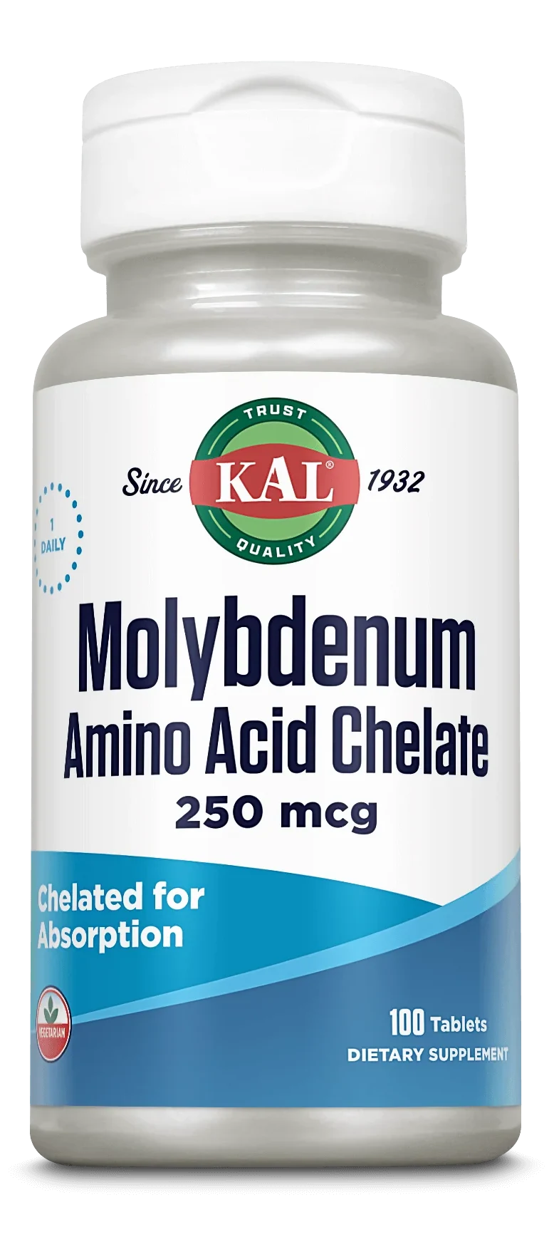 KAL Molybdenum Amino Acid Chelate, 250 mcg, 100 Tablets
